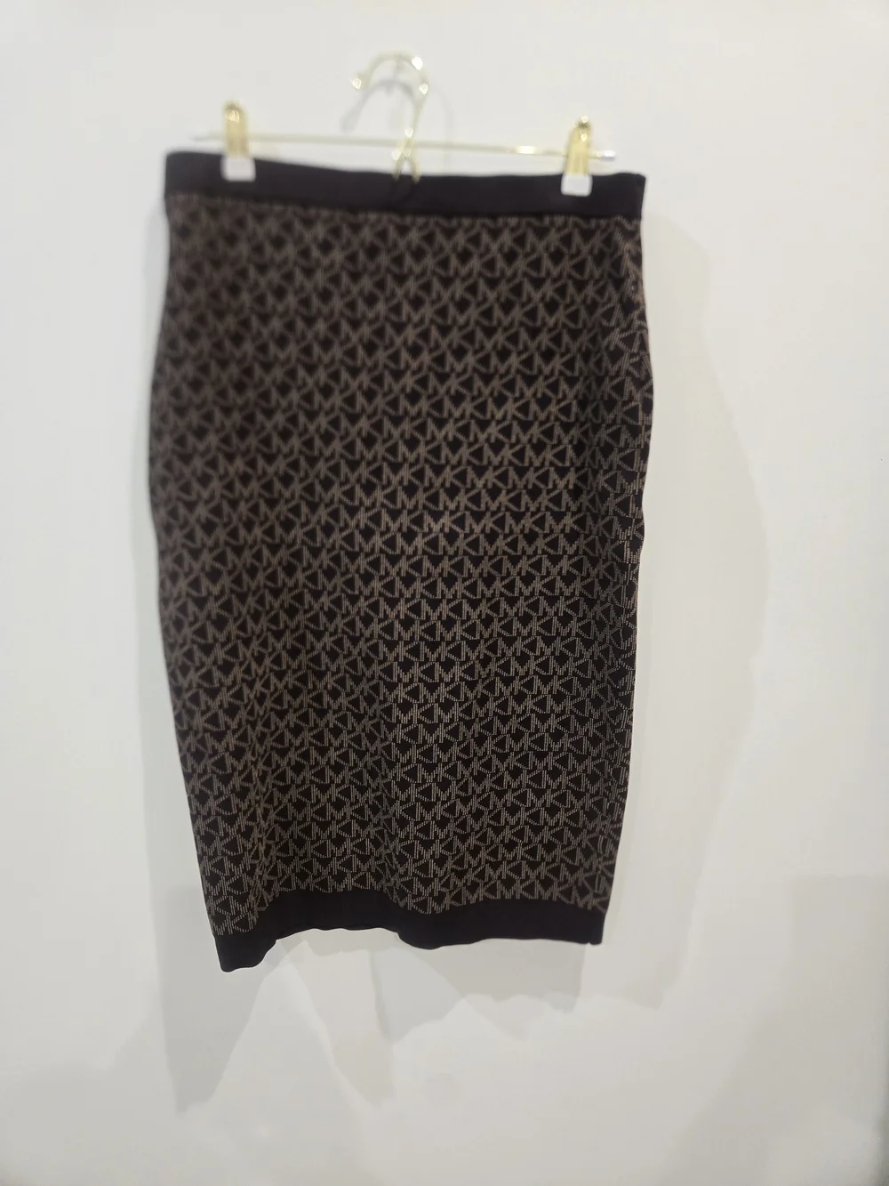 MICHAEL Michael Kors Brown and Black Logo Knit Pencil Skirt